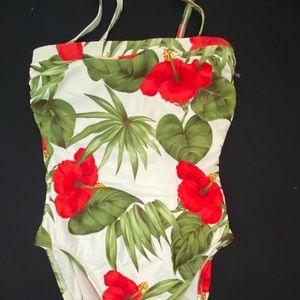 Anne Cole Tropical 1pc swimsuit 10 modest slimming